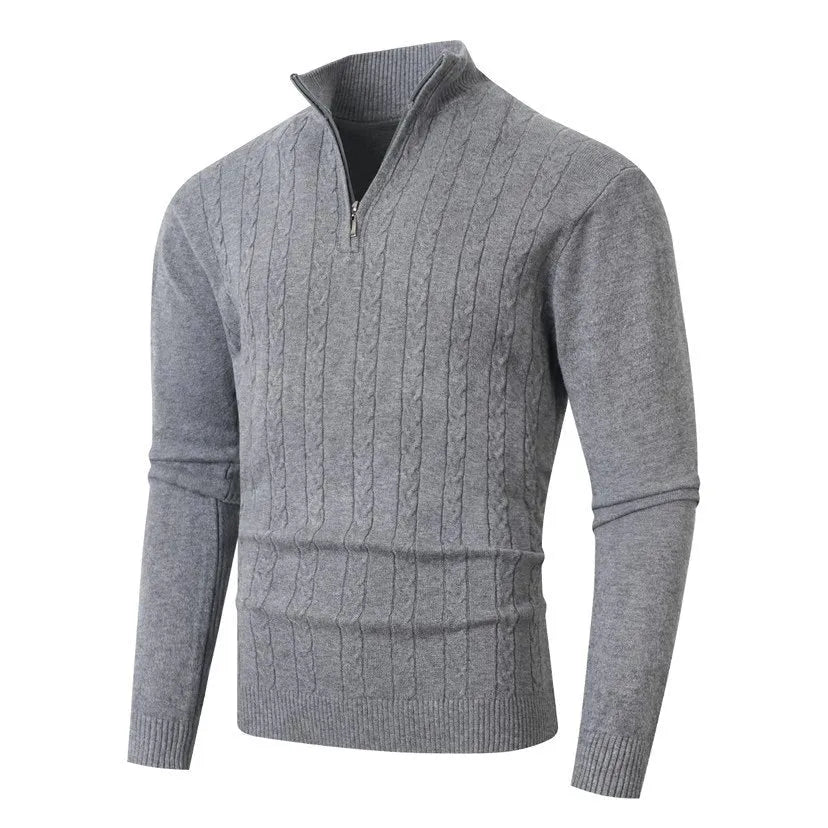 Men's casual knit sweater in caramel colour, thickened modal spandex pullover with loose fit, Asian sizing