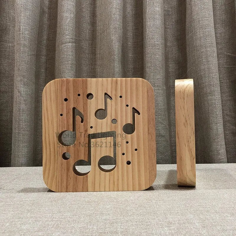 Pine wood USB LED atmosphere light with warm white illumination and 19cm dimensions