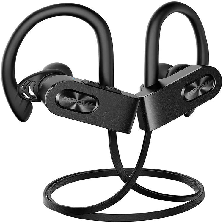 Hanging ear Bluetooth headset in black, pink or red colours with wireless connectivity