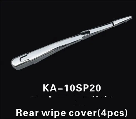 Set of four silvery ABS plastic rear window wiper trim covers for a Hyundai car.