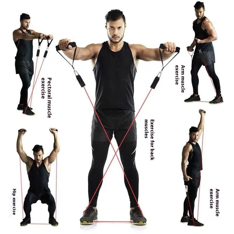 Door-mounted ABS plastic gym set with pull-up bar and exercise rope components for home fitness training