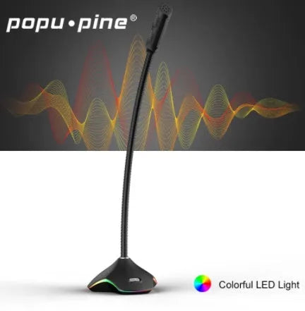 Black wired studio microphone on boom stand with foam windscreen and 3.5mm jack
