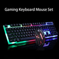 GTX300 black and white wired gaming keyboard and mouse set with backlit keys