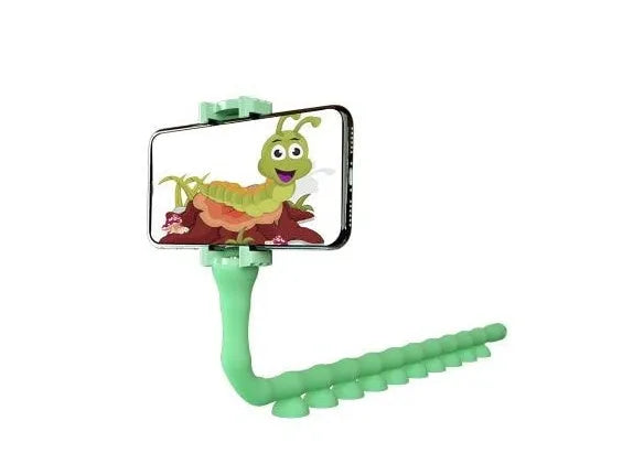 Flexible rubber phone bracket with suction cup base showing 62cm length and 360° rotation capability