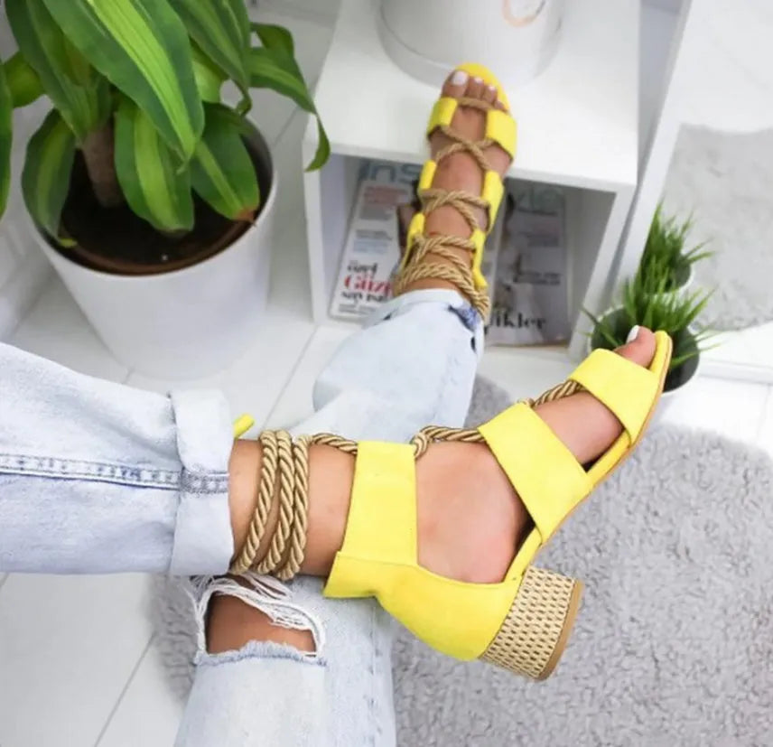Women's round head sandals with thick colour-matched heel and fish mouth toe in multiple colour options