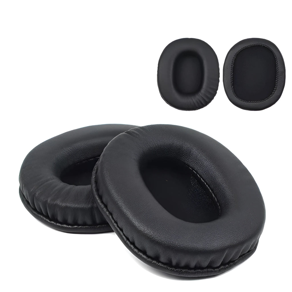 Black soft PU leather replacement earmuffs for Sony 1R headphones, shown as a two-piece set.
