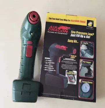 Portable electric car air pump for tyre inflation with motor components