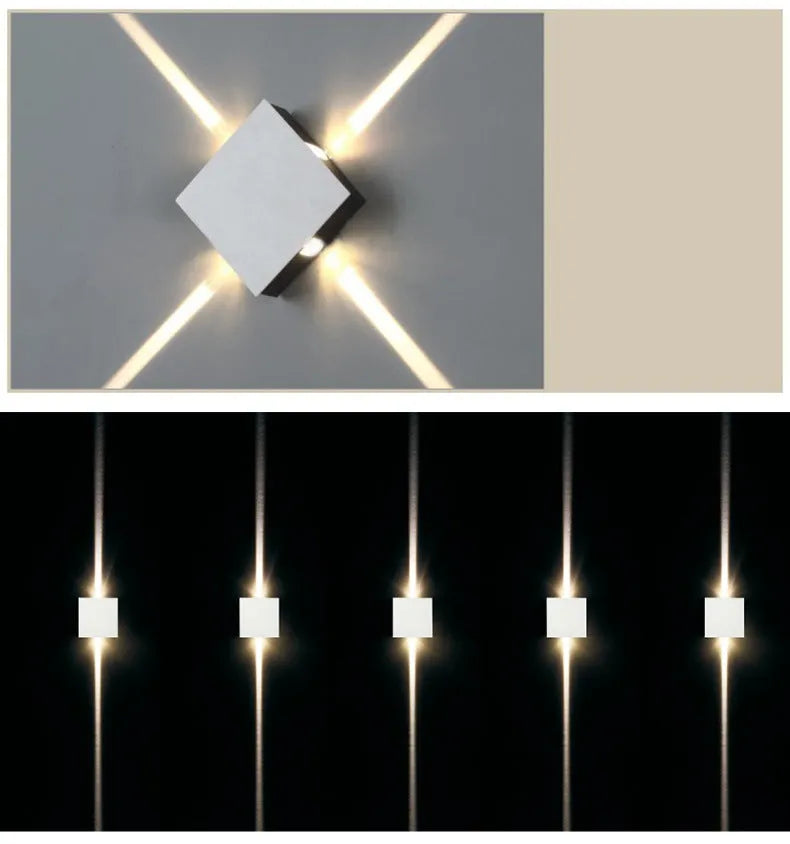 Modern square and round LED wall light with iron shade and aluminium frame