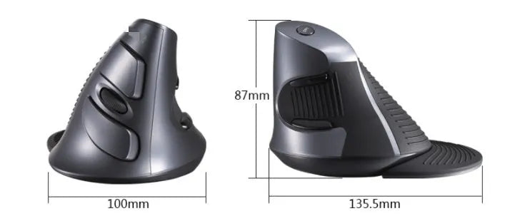 M618 wireless vertical ergonomic mouse in black or white with programmable buttons and USB receiver