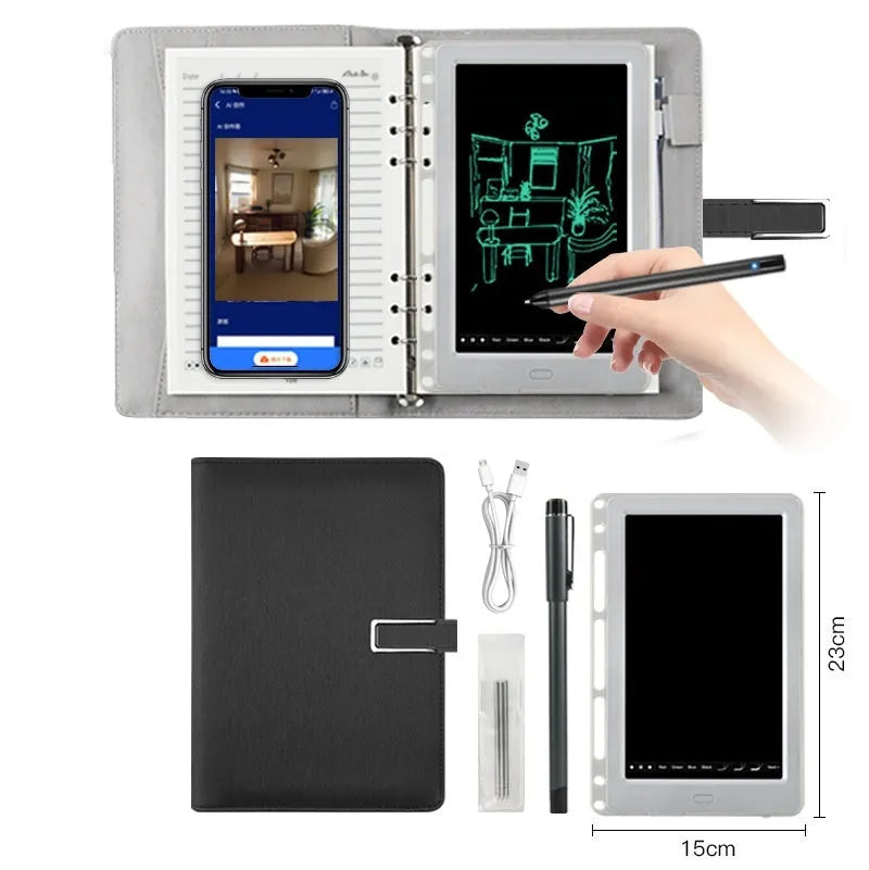 85-inch Master Software electronic writing pad with stitching appearance in choice of colours, shown with smart pen.