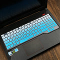 ASUS Flight laptop keyboard protective film cover shown in gradient blue on a laptop
