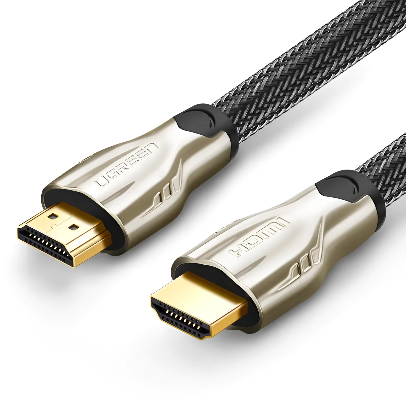 A 5-metre long HDMI cable with gold-plated connectors, shown with its bagged packaging.