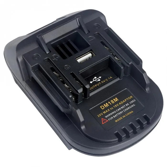 Black Milwaukee to MAKITA battery adapter for DM18M tools using H99F batteries, measuring 125x90x65 cm