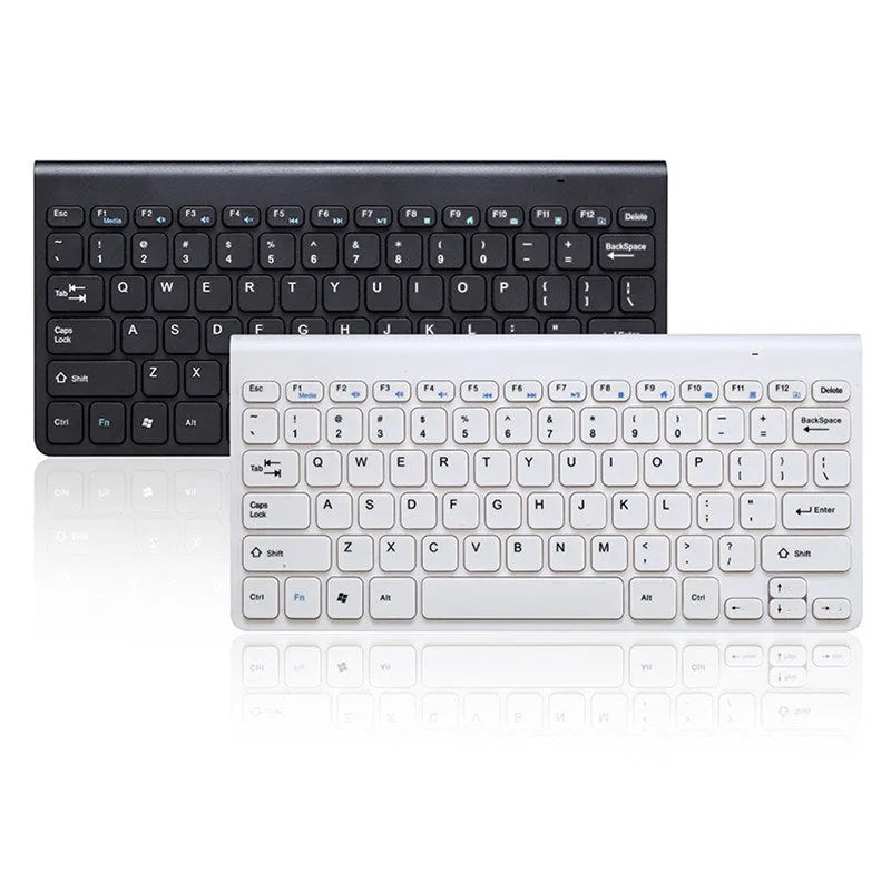 Black or white wireless keyboard and mouse set with compact 78-key layout