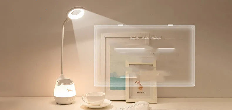 Rechargeable table lamp in green, pink, or white colours with touch switch and USB charging port