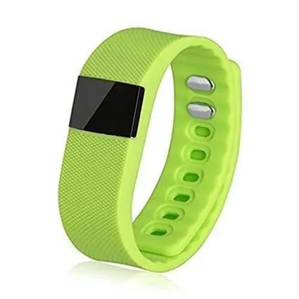 Ordinary bracelet pedometer showing step counter display on plastic wristband