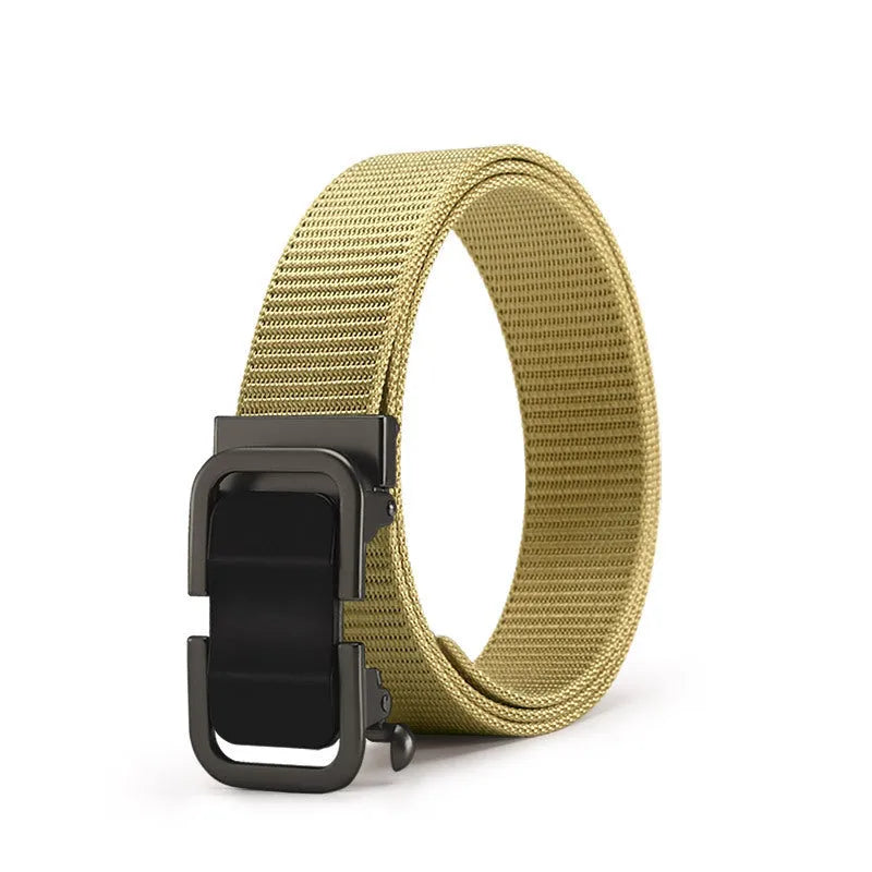 Toothless nylon canvas men's belt with alloy buckle in multiple colour options