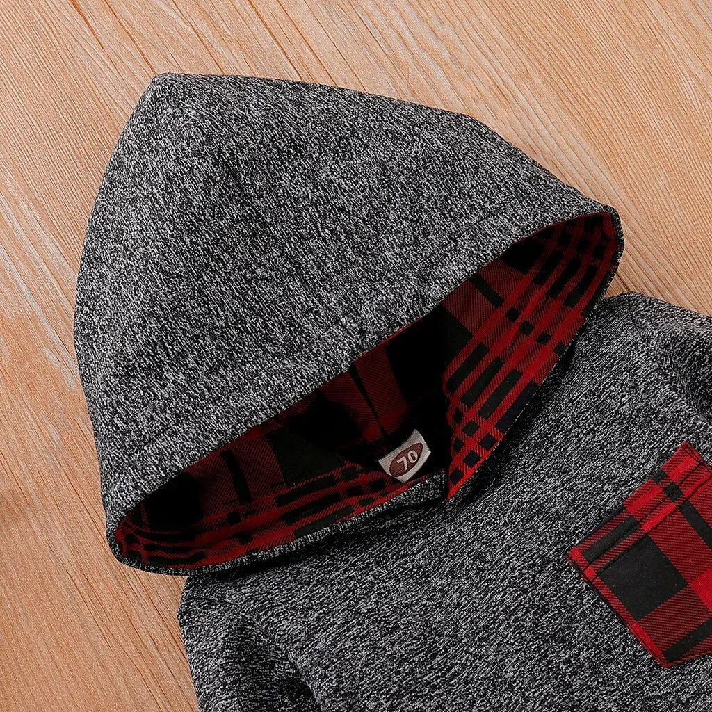 Baby long sleeve plaid sweater set in soft cotton blend, Grey option, sizes 70-110cm