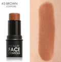 Four-shade face contour highlighter cream pots labelled A, B, C, D.
