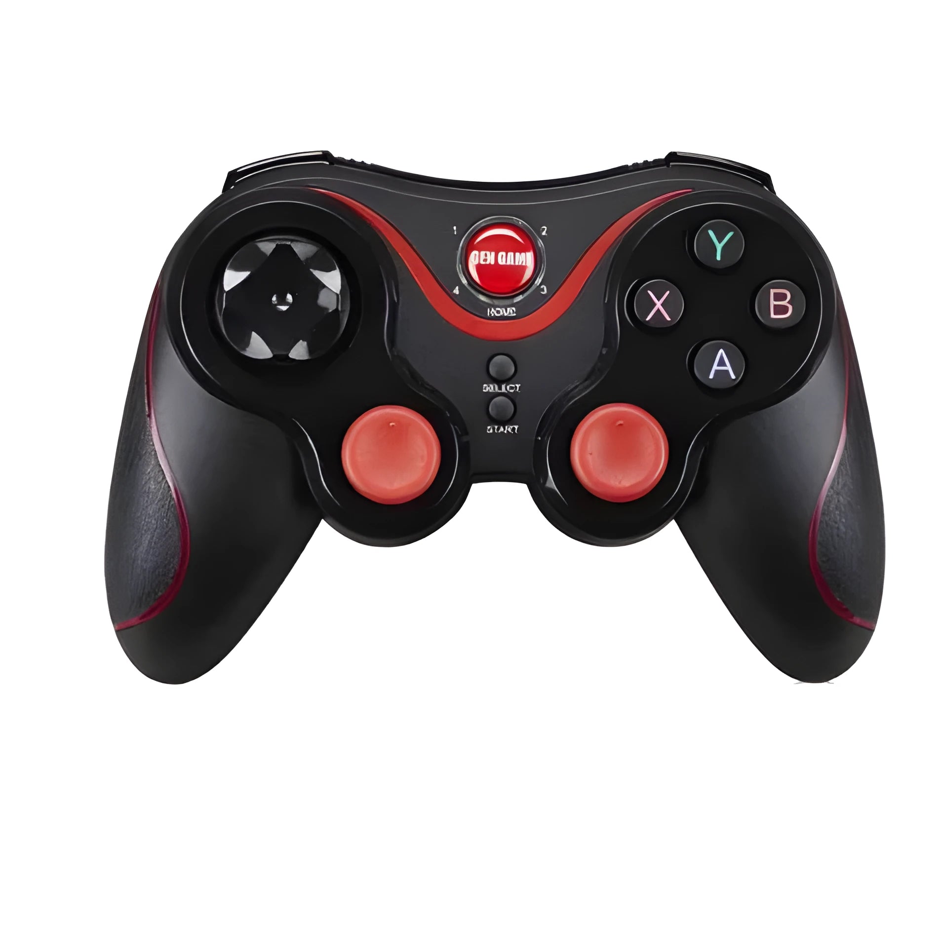 Black X3 Bluetooth wireless game controller with attached phone clip for Android smartphones