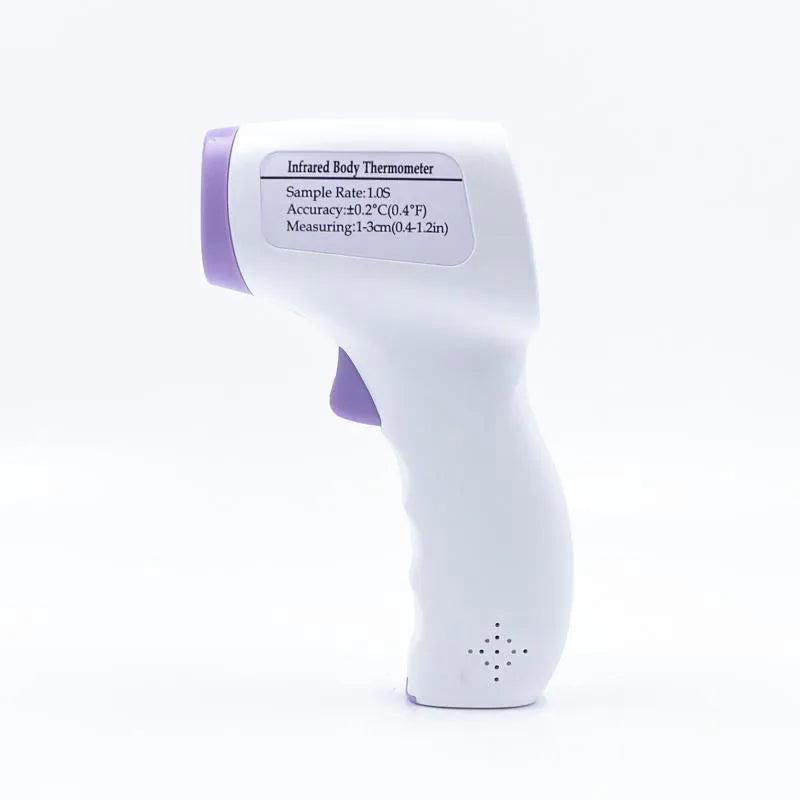 White digital thermometer with electronic display for non-contact temperature measurement