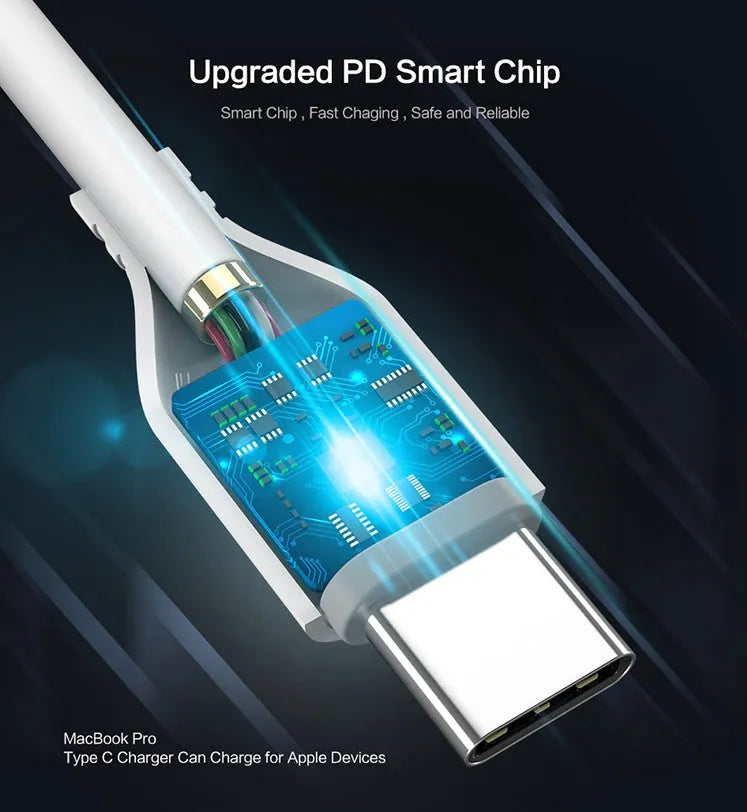 White nylon-braided USB-C to Lightning cable measuring 1 metre with aluminium connectors