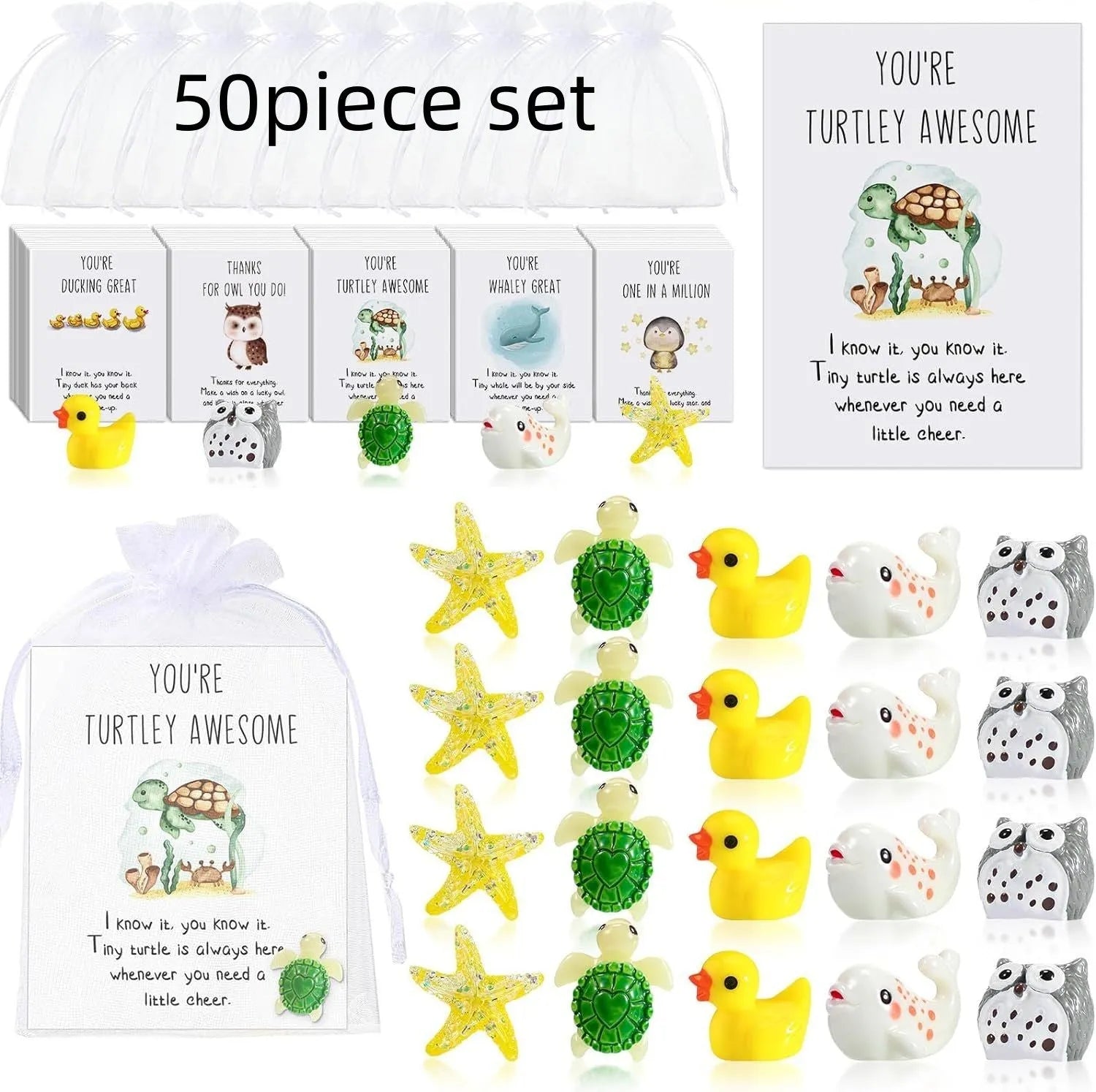 Set of pun-inspired inspirational memo cards made from durable resin material.
