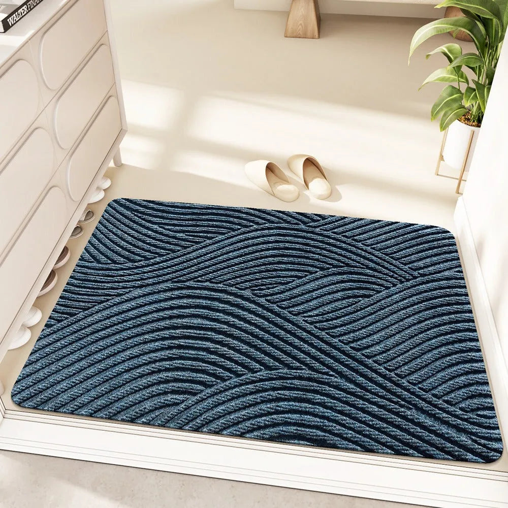 Cartoon anime alien shape diatom oil doormat in green grey khaki or blue colours, 60x90cm dimensions