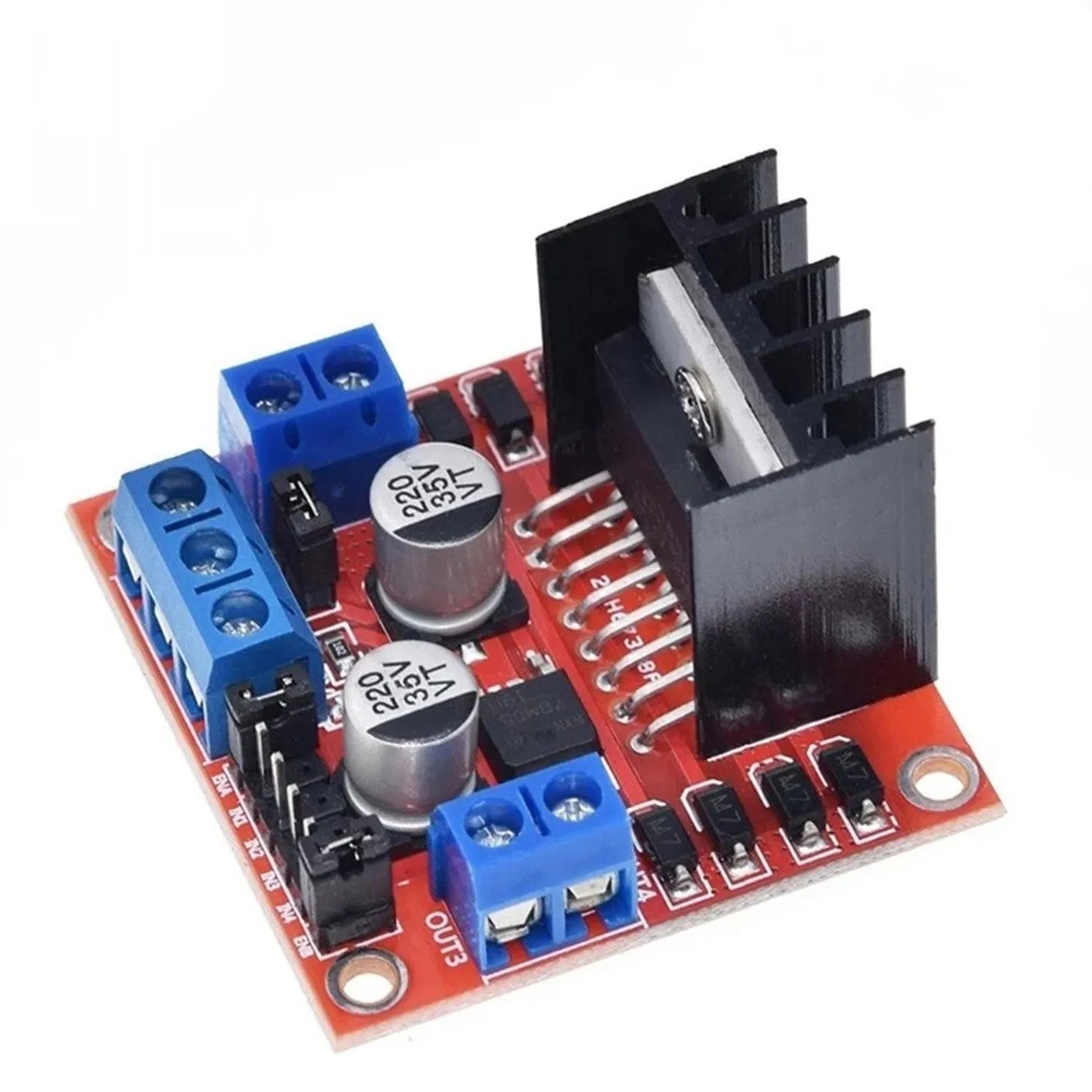 L298N motor driver control board module for DC and stepper motor control in robotics projects