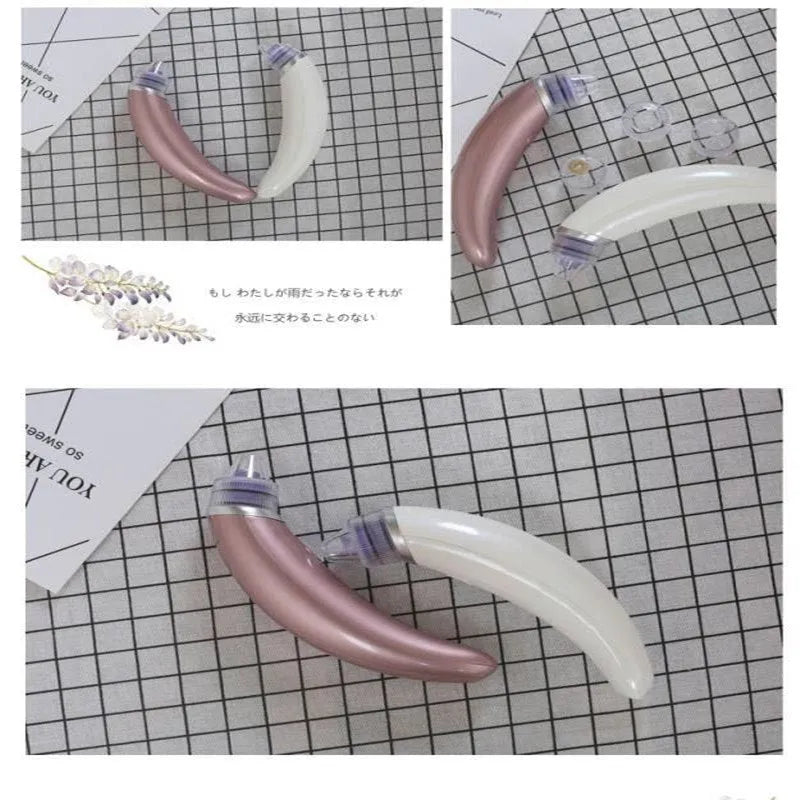 Rose gold and white electric blackhead suction device for facial pore cleansing.