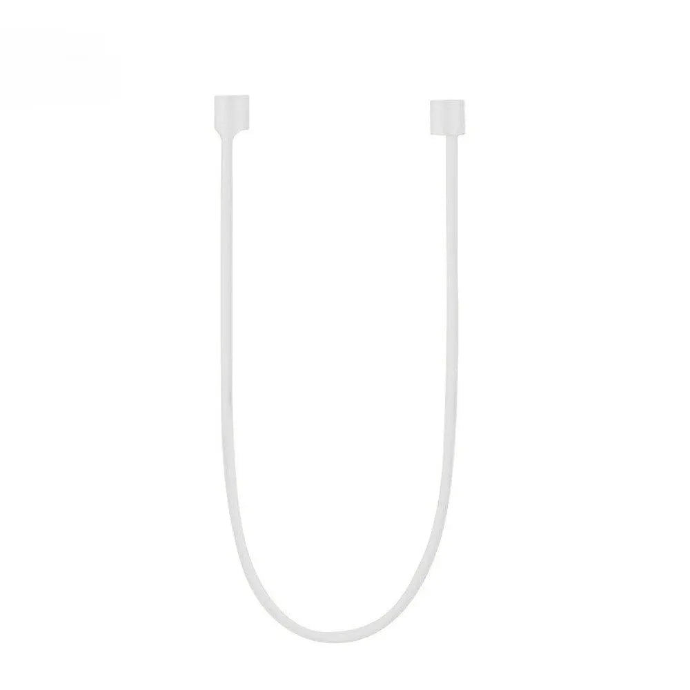 Silicone shockproof case for Apple AirPods with a black TPU antilost cable attached.