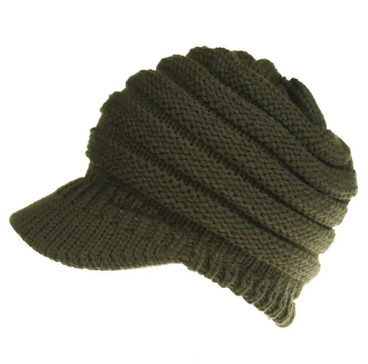 Women's acrylic knitted ponytail beanie hat in multiple colour options