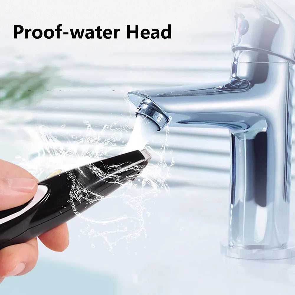 Black ceramic blade pet hair clippers for dog and cat grooming with USB charging cable