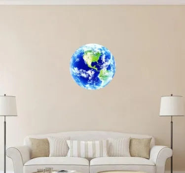 Glow in the dark 3D Earth planet wall sticker showing luminous effect in darkness