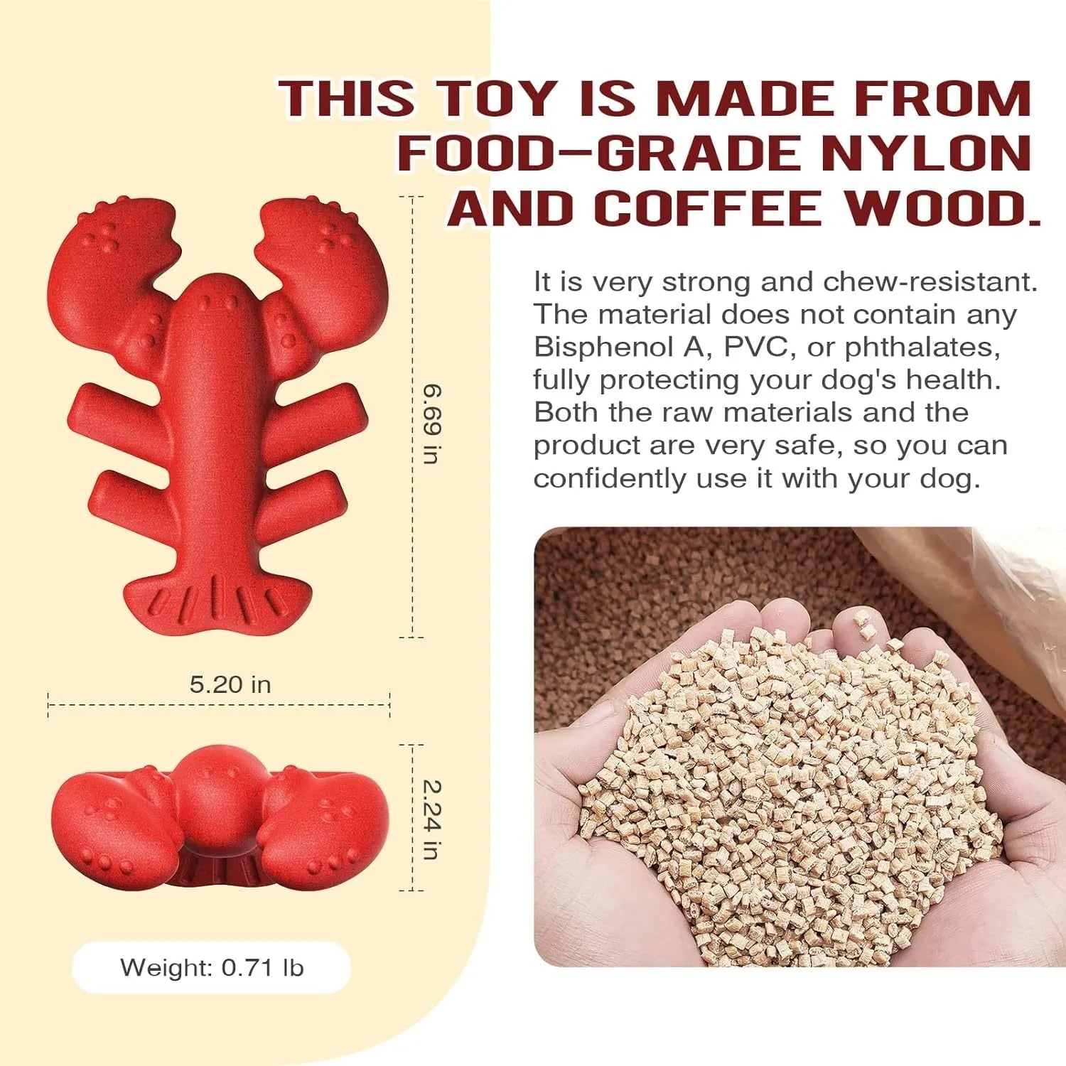 Red nylon dog chew toy for aggressive chewers measuring 170mm length