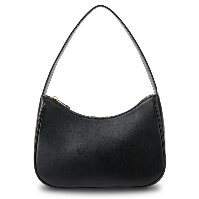 Simple retro-style waterproof PU shoulder bag shown in apricot colour with an adjustable shoulder strap.