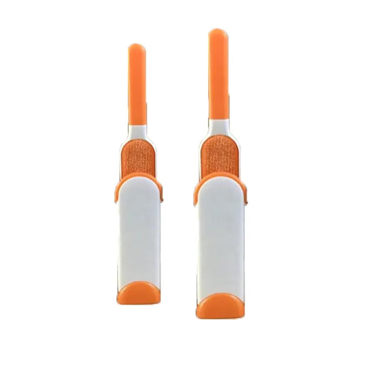 Blue reusable pet hair removal brush with self-cleaning base for furniture and clothing