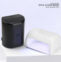9W LED nail lamp in black with dual UV/LED light source, compact 120x96x71mm size, for gel polish curing