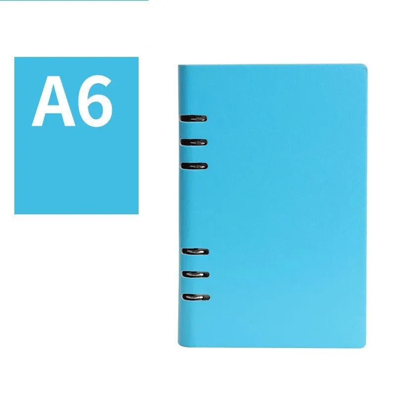 Simple business loose-leaf notebook with imitation leather cover in multiple colours and sizes