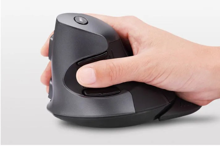 M618 wireless vertical ergonomic mouse in black or white with programmable buttons and USB receiver