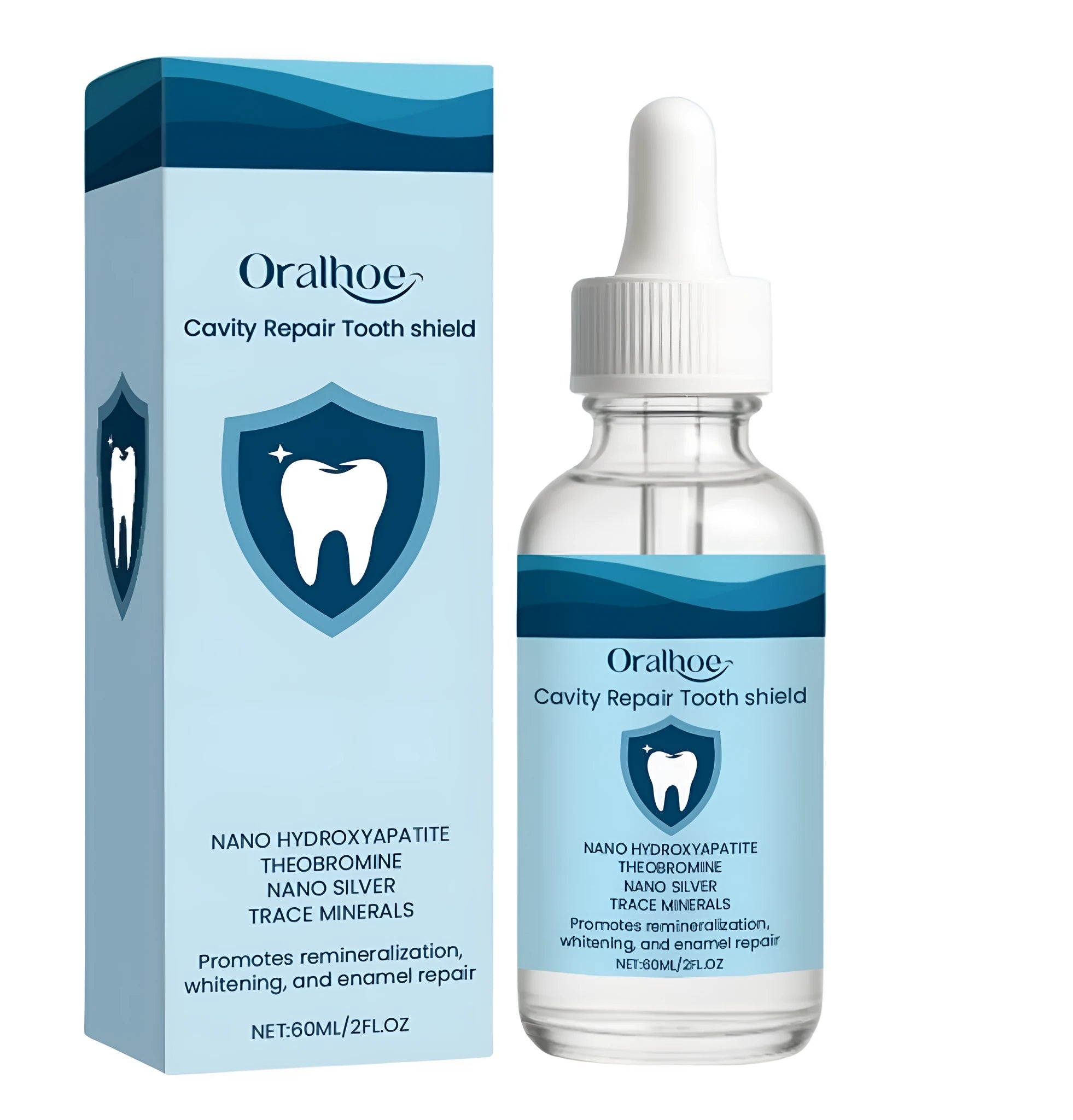 60ml bottle of hydroxyapatite dental restorative fluid oral rinse solution.