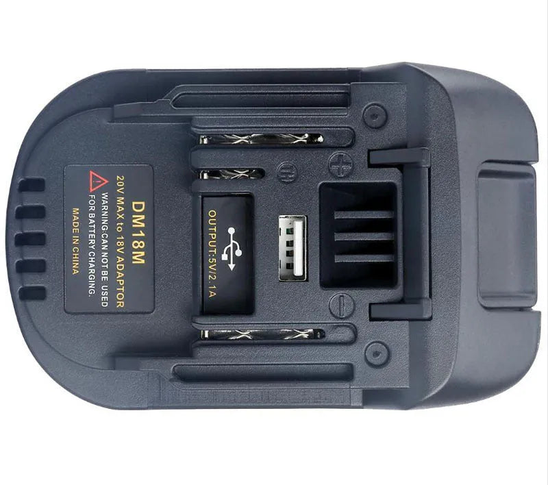 Black Milwaukee to MAKITA battery adapter for DM18M tools using H99F batteries, measuring 125x90x65 cm