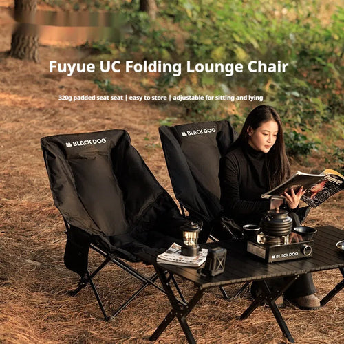 Night black camping recliner chair with Oxford fabric and carrying handles