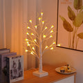 60cm tall mushroom tree LED lamp with birch design and 24 detachable plastic flowers