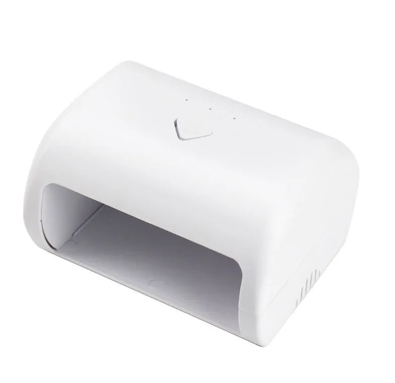 9W LED nail lamp in black with dual UV/LED light source, compact 120x96x71mm size, for gel polish curing