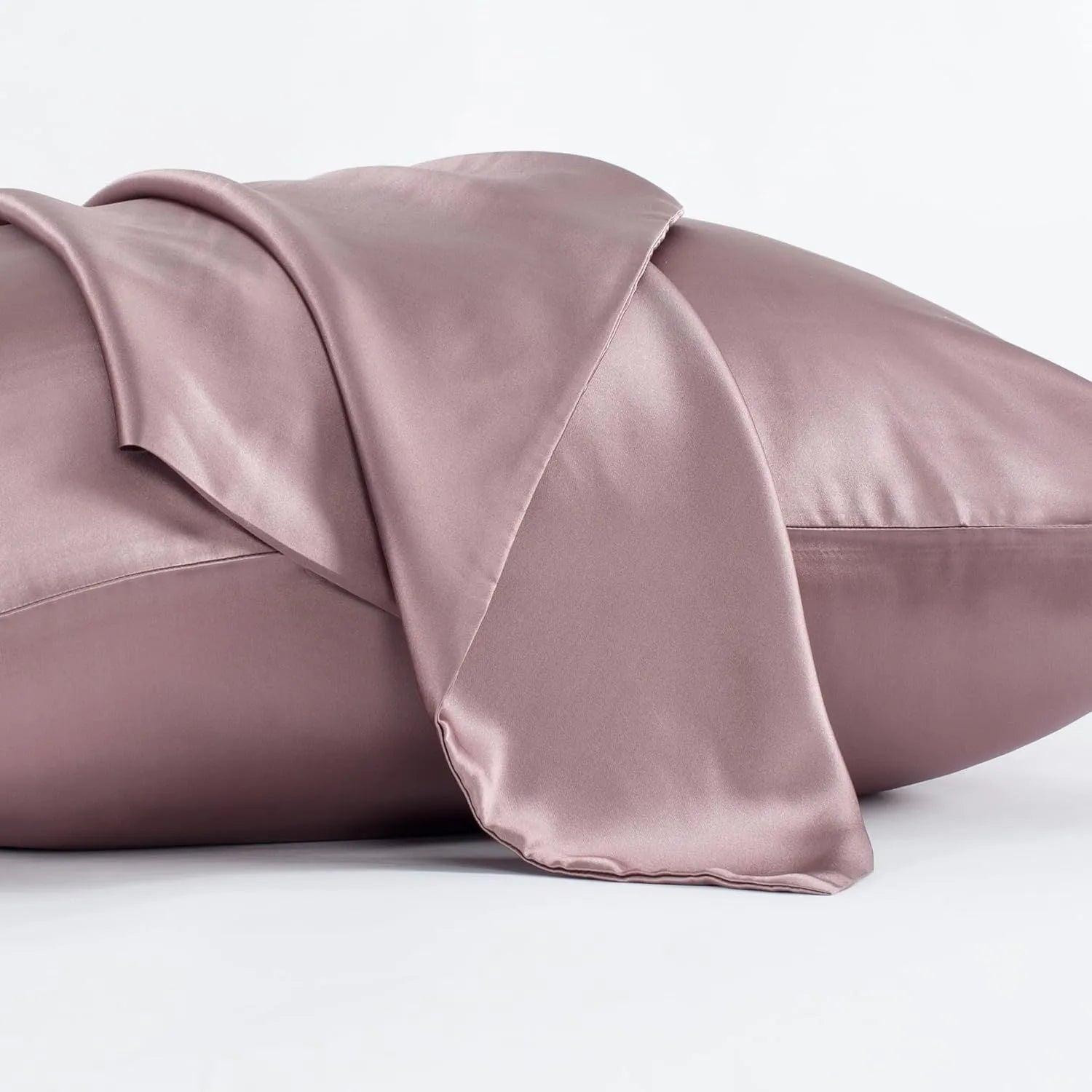 Silk pillowcase with envelope closure in solid colour showing mulberry silk fabric texture