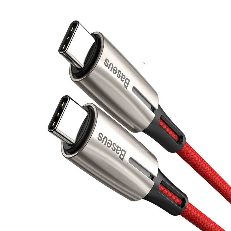 Purple and red USB Type-C to Type-C data cables with 1m length for PD60W fast charging.