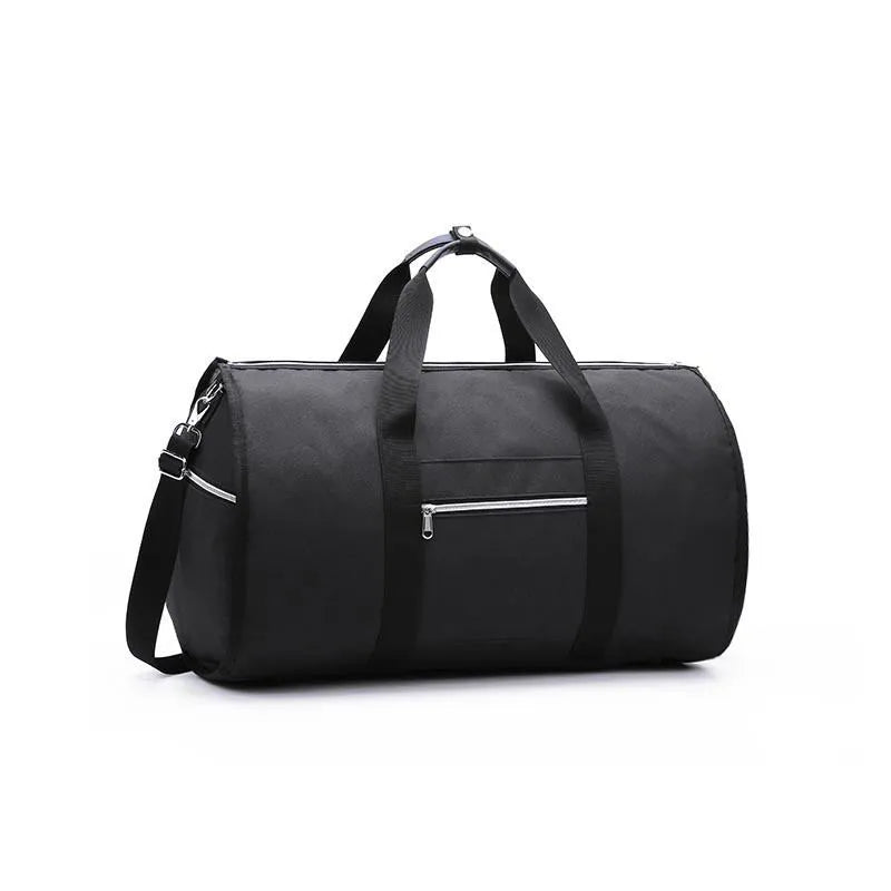 Cylinder-shaped travel bag in red, light grey, blue, or black colour with a zipper opening.