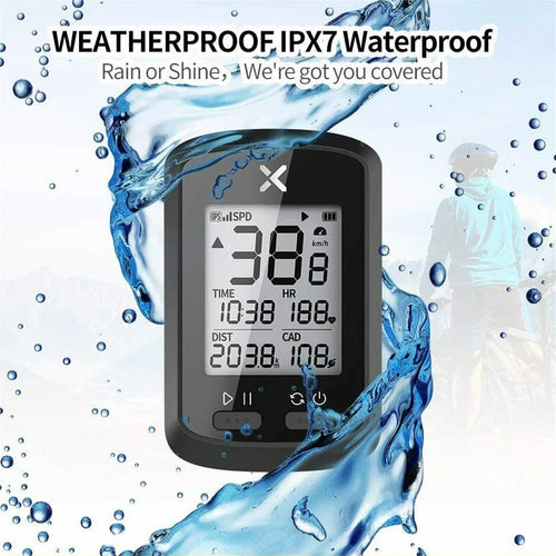 Black digital bicycle stopwatch with large LCD display on a plastic casing
