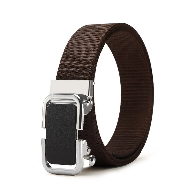 Toothless nylon canvas men's belt with alloy buckle in multiple colour options